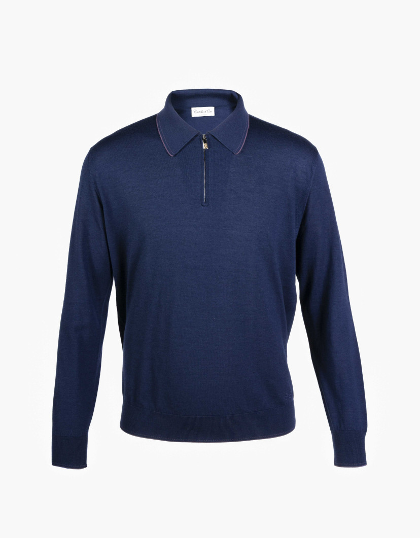 Castello d'Oro Navy Blue Polo Long Sleeves  image